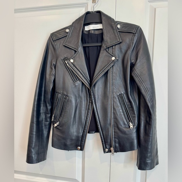 IRO Han Black Leather Jacket - Picture 1 of 8